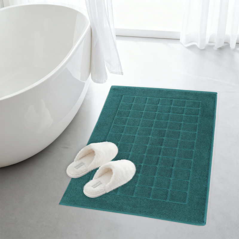 Tapis de bain réversible 100% coton épais et absorbant, Teal