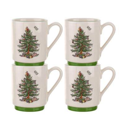 Spode Christmas Tree Stacking Mugs 12 Oz