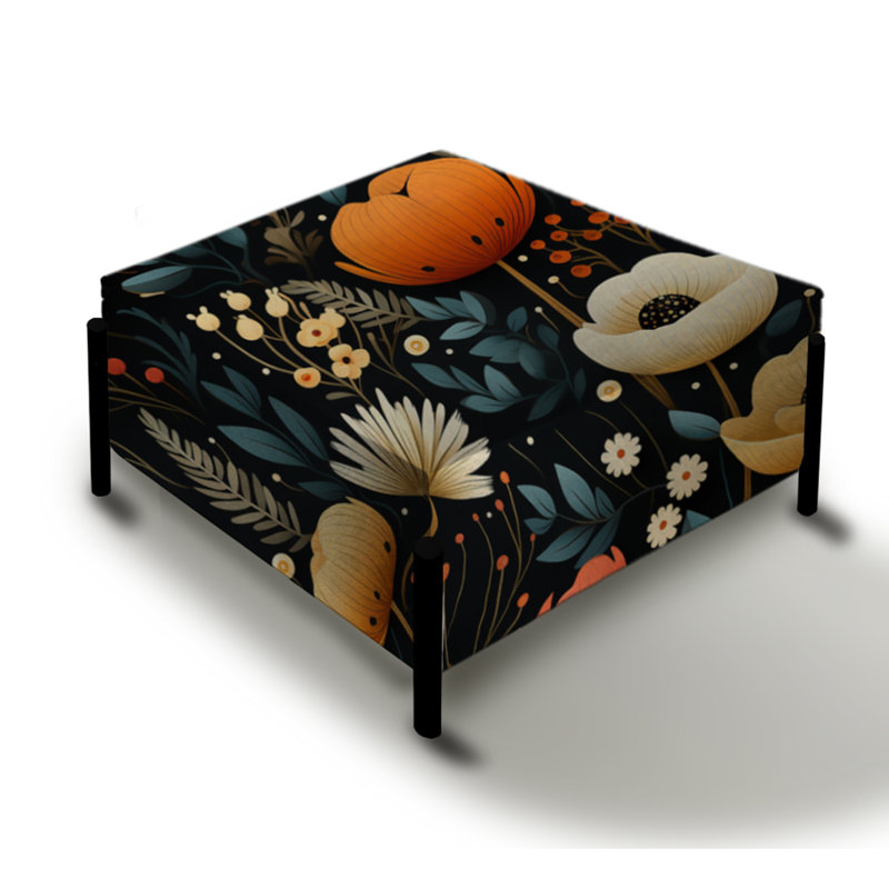 Motif floral multicolore Bohemian Bliss - Grand repose-pieds carré floral