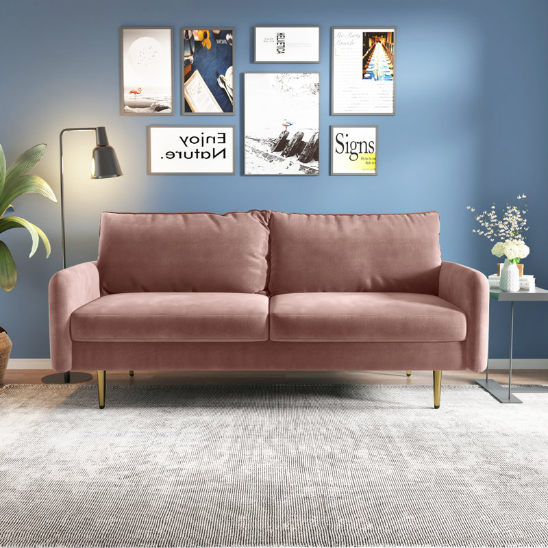 Siniard 70'' Upholstered Sofa, Rose 100% Polyester, 33.1" H X 70" W X 31.7" D
