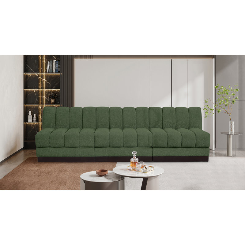 Canapé rembourré 96 po Quinn, Tissu chenille vert