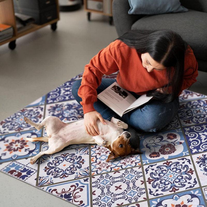 Non Slip Area Rugs Machine Washable Carpet Pad Entryway Rug Low Pile Modern Mat for Bedroom - 4002, Rectangle 120 x 180 cm