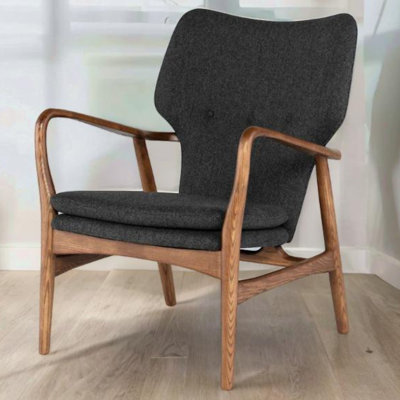 Soly Mid-Century Modern Accent Lounge Chair – Solid Wood Frame With Upholstered Cushions In