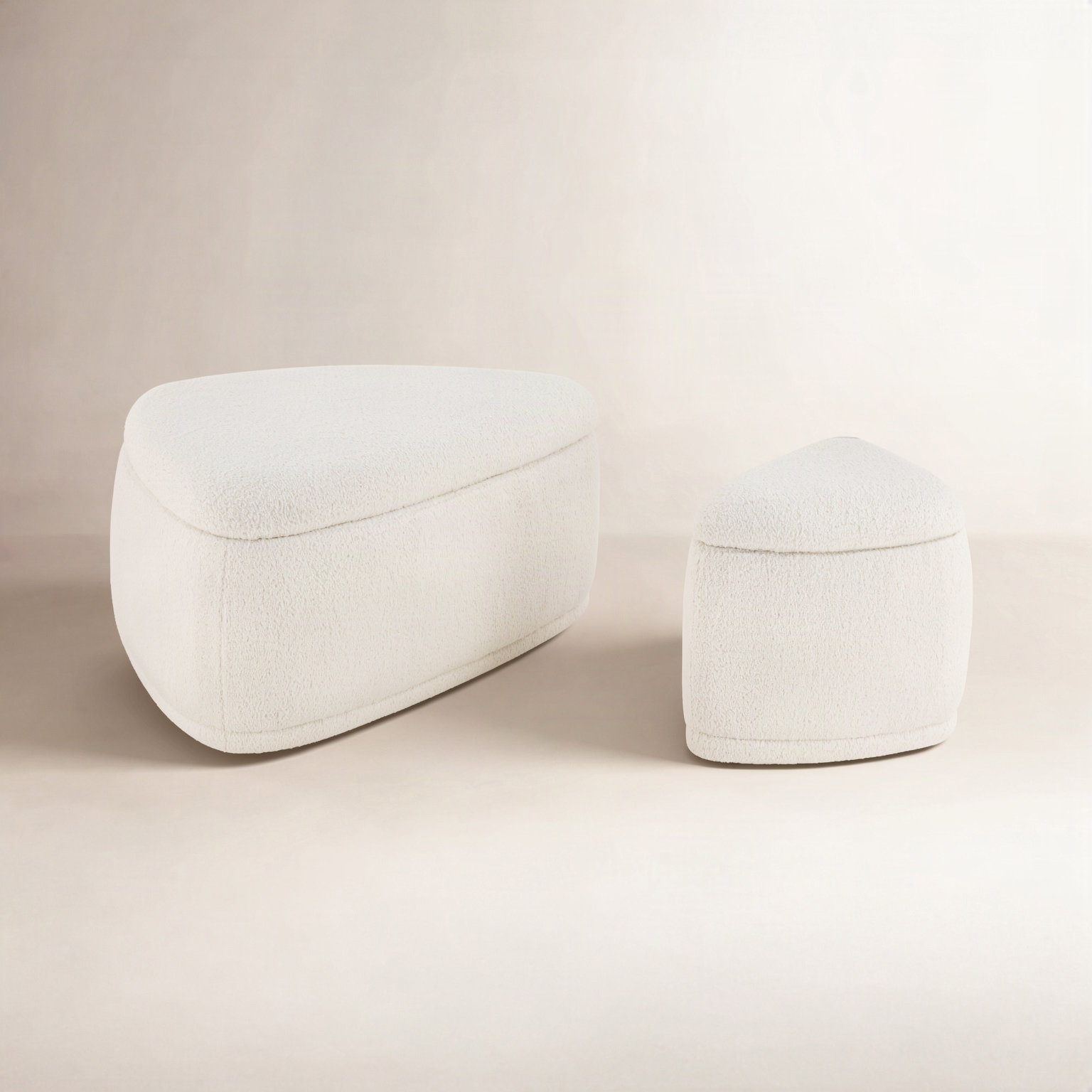 Adna 44" Ottoman Set, Aries Cream Sherpa