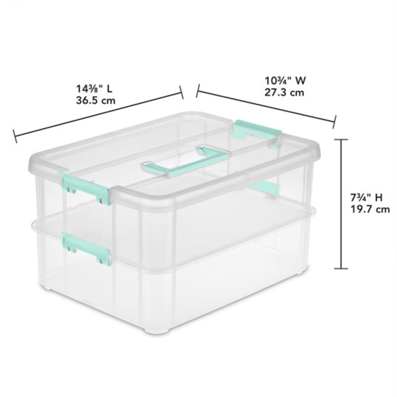 Clear Stackable Plastic 2-Tier Lidded Storage Box