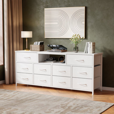 Tv Stand With Led Lighting, Charging Station & 10-drawer Storage – Modern Multi-functional Media Console For Living Room & Bedroom