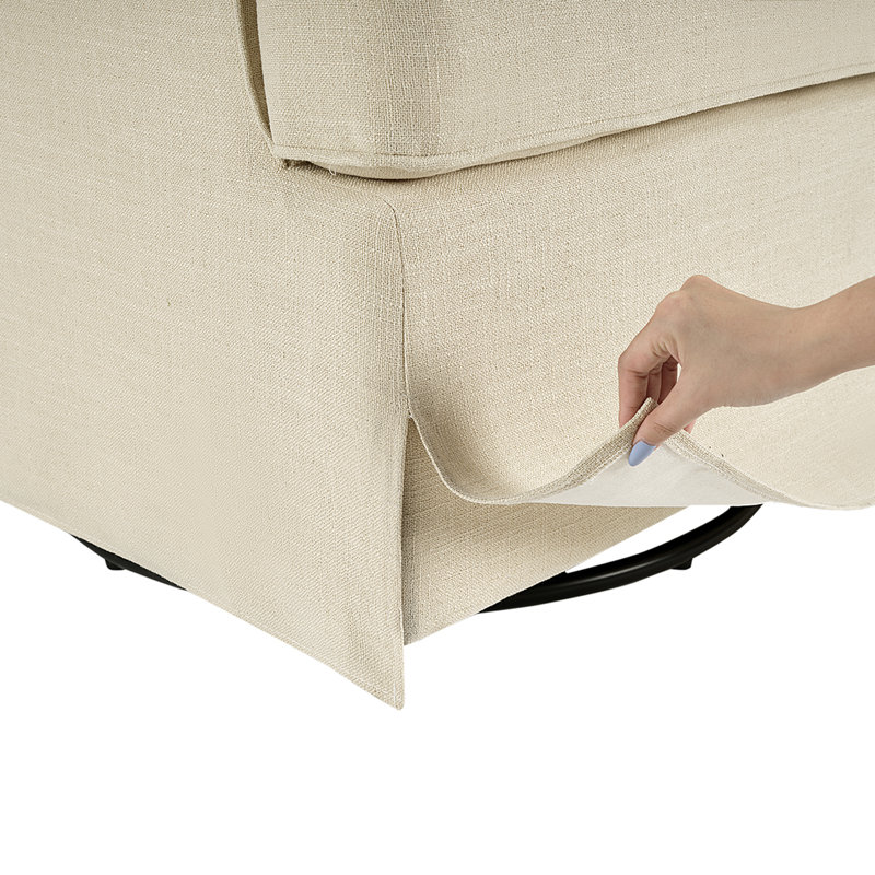 Chaise berçante pivotante avec dossier rembourré Jaxon, Lin