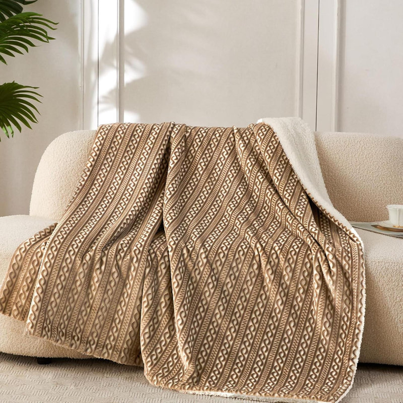 Fleece Twin 3D Jacquard Chain Taupe, Taupe