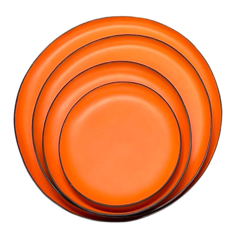 SOUTH AMERICAN Leather / Faux Leather Tray, 1" H x 27" W x 27" D, Orange Leather