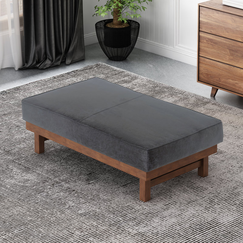 Cadell Upholstered Ottoman, Dark Gray Microfiber/Microsuede