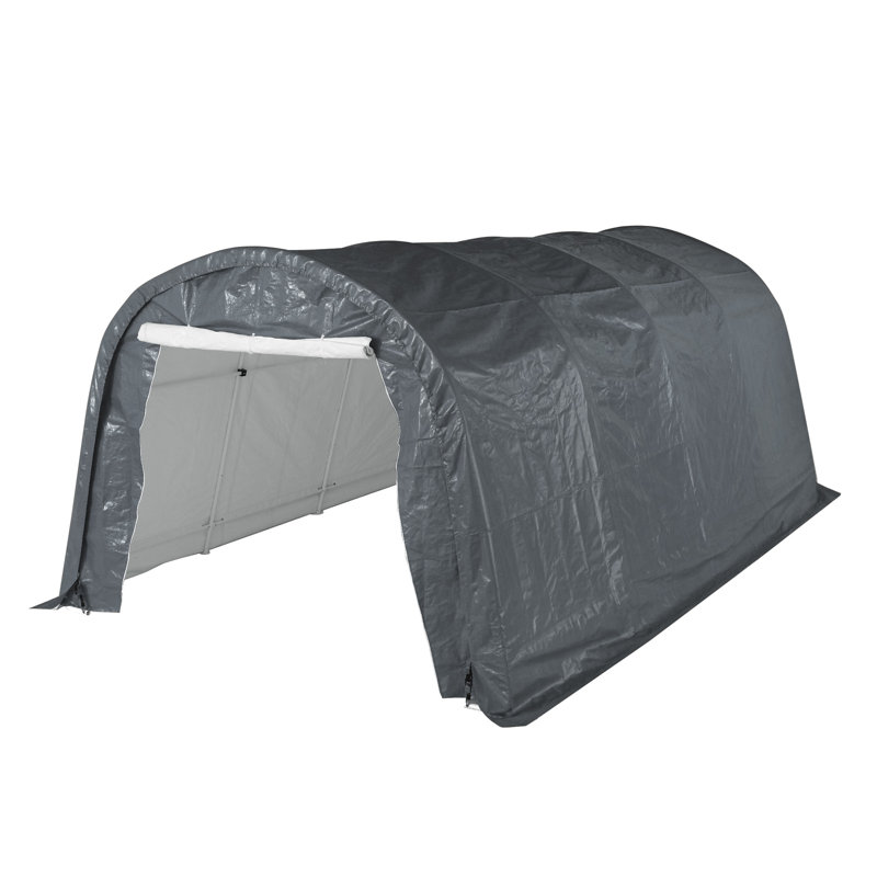 Carport Galvanized Steel Portable Garage Storage Shed Canopy, Gray, 9' H x 10' W x 20' D