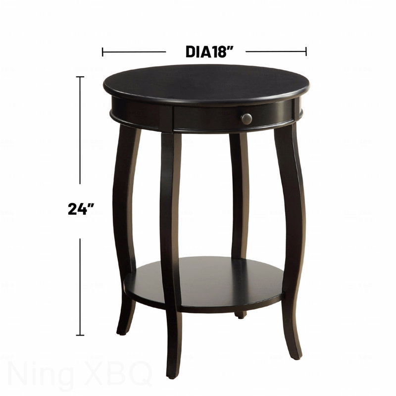 Table d'appoint ronde avec 1 tiroir et rangement ouvert