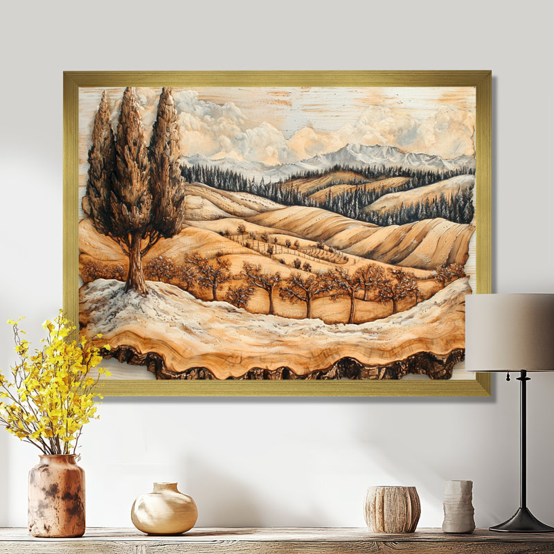 Dalke - vignoble, art mural, Reproduction encadrée d'une seule photo, H 30 po x l 40 po, Doré