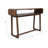 Modern Mango Wood & Travertine Console Table With Open Shelf And Sleek Curved Design