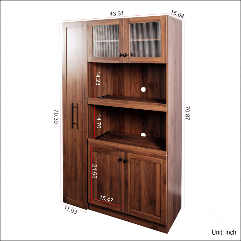 Kitchen Pantry Cabinet With Multi-Functional Pull-Out Multi-Tier Storage Shelf