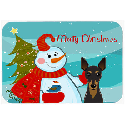 Caroline's Treasures Snowman Buddies with Min Pin Glass Cutting Board