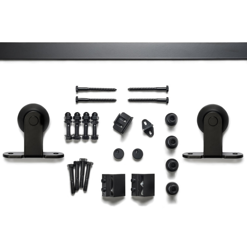 Flat Black Stainless Steel Barn Door Track and Hardware Set