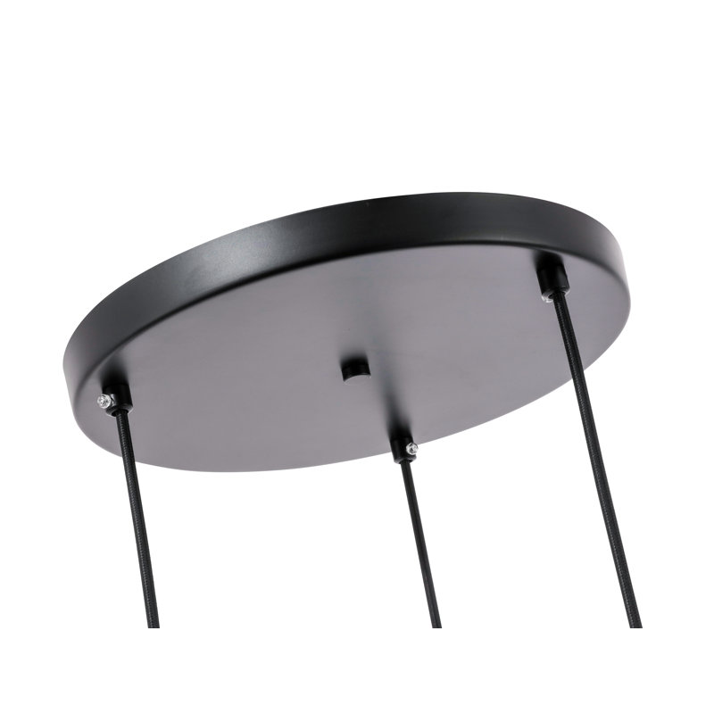 Luminaire suspendu géométrique à 3 lumières Vandyke, Noir, Blanc givré