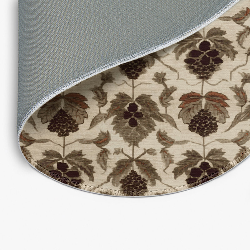 ArtDeco Beige Indoor and Outdoor Area Rug, Round 5'