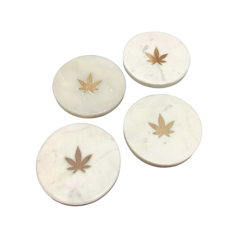 Ensemble de 4 sous-verres Marble Leaf