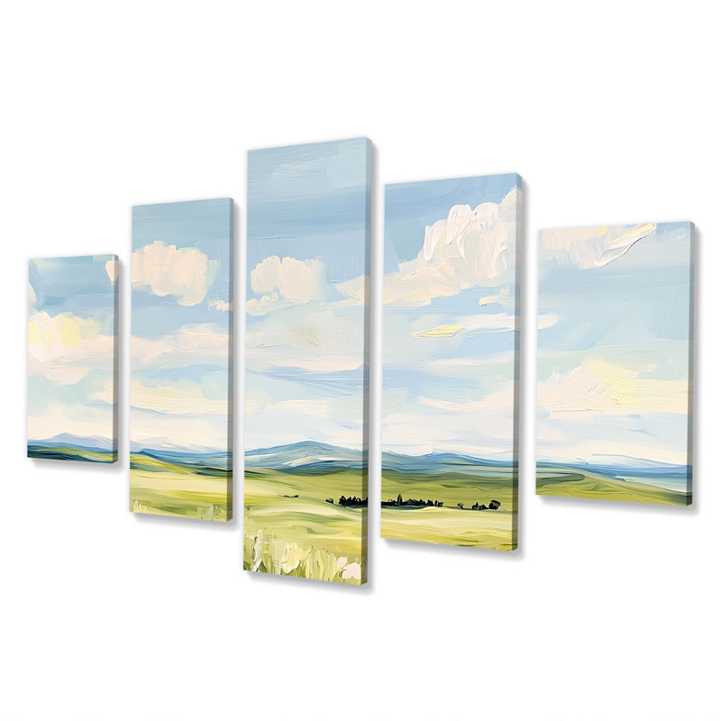 «Big Sky Horizon Meadows I - Montana», art mural 5 pièces