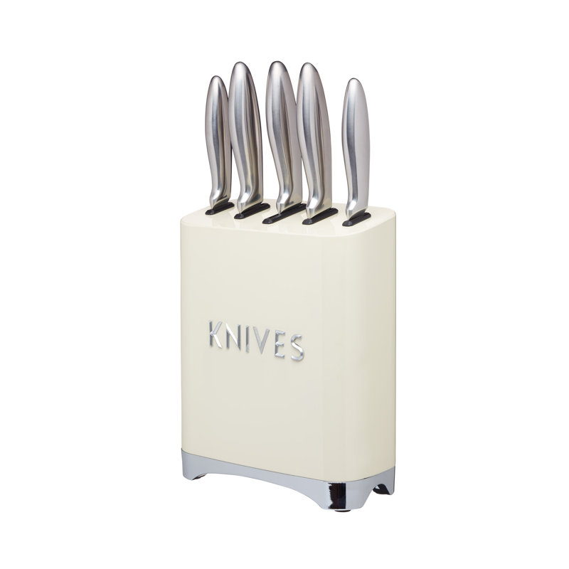 Lovello 5 Piece Knife Block Set, Cream
