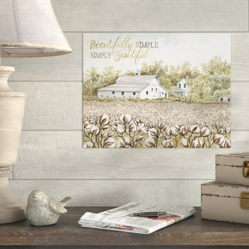 " Beautifully Simple Cotton Farm ", 8" H x 10" W x 2" D, Wrapped Canvas