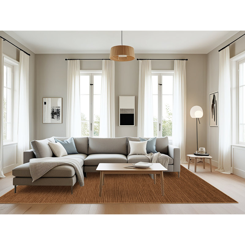 Tapis brun uni lavable à la machine, Rectangulaire 8 pi x 12 pi