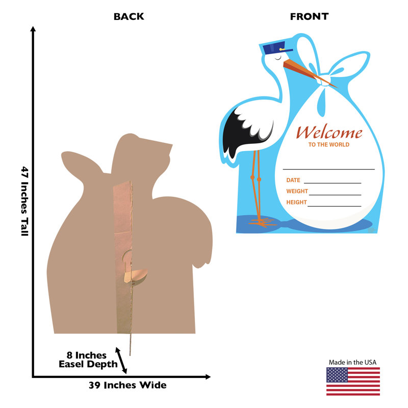 It's a Boy Stork Cardboard Standup, Bleu