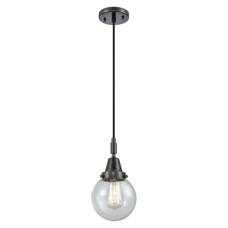 Mini luminaire suspendu suspendu 1 corde Downtown Urban - Caden Frederick, H 131,38 po x l 6 po x P 6 po, Grainé, Noir mat