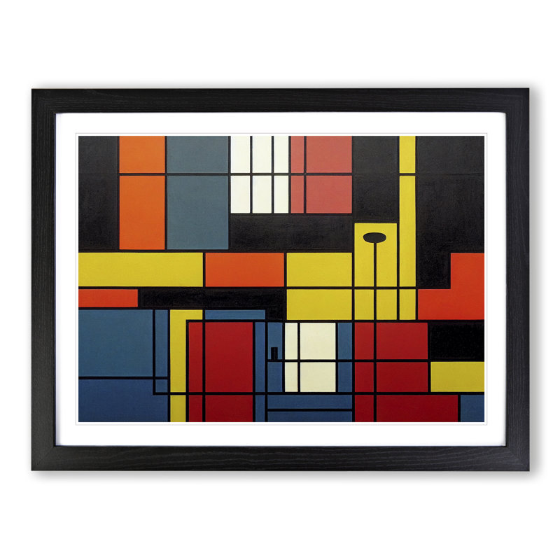 Abstract Cubism Art Vol.5 - Framed Print, Black, 46cm H x 64cm W x 2cm D