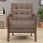 Élégante chaise d'appoint moderne en cuir orange avec détails capitonnés et finition en bois de noyer-1518738672