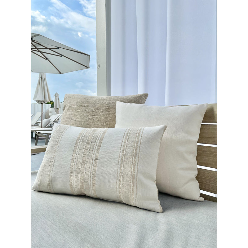 Lumbar Indoor/Outdoor Pillow Cover & Insert, Light Beige