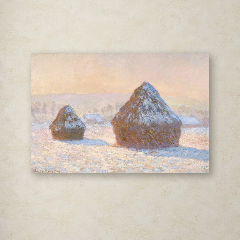 « wheatstacks snow effect », reproduction sur toile, H 12 po x l 19 po x P 2 po, Sans mat, Toile tendue