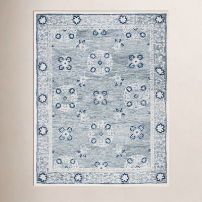 Akins Gray Ivory Hand-Tufted Wool Oriental Rug