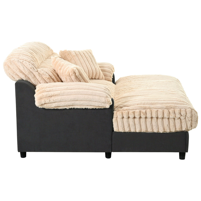 Canapé méridienne moderne 62 po Cloud, Beige, Beige