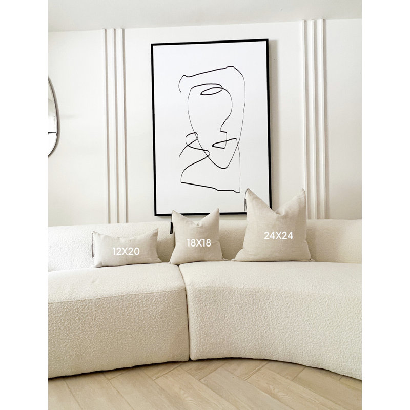 Housse de coussin en lin, Sable, H 24 po x l 24 po
