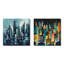 Bleu et vert Cityscape Essence - ensemble de 2 collages carrés-1248333439-1248333437