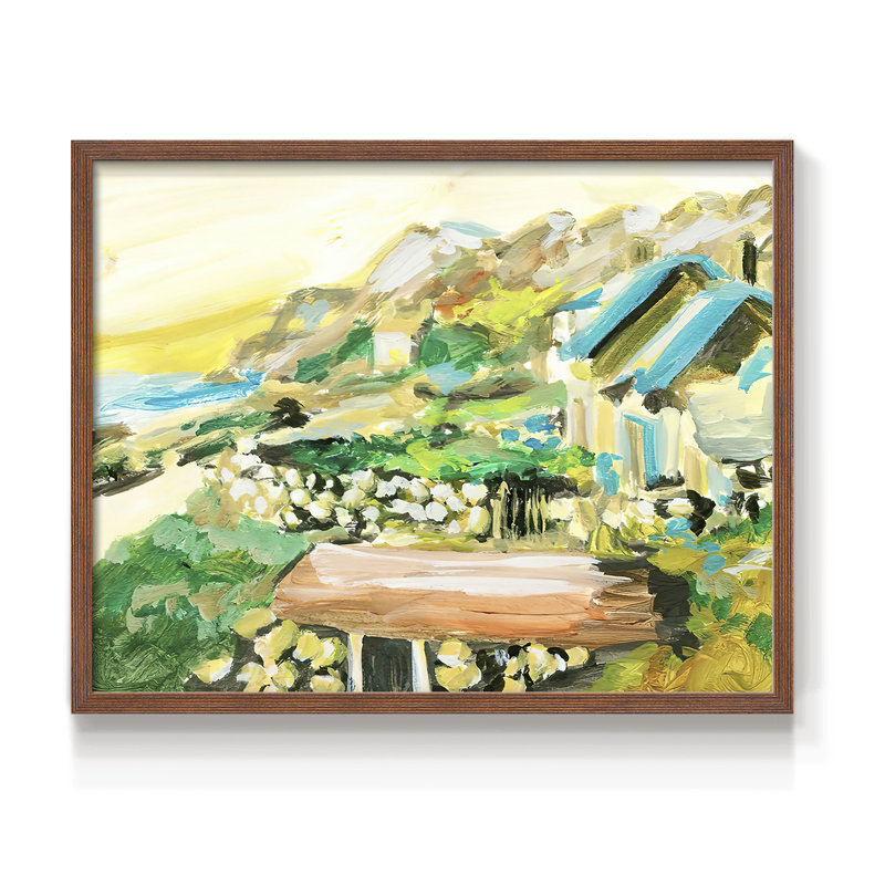 Spring Village IV - Reproduction encadrée - Restickable, H 8 po x l 10 po, Noyer