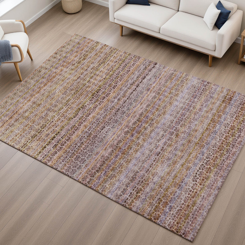 Premium Machine Washable Mayfield AMF2155 Striped Rug, Rectangle 10' x 14', Khaki