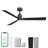 Slim 52in 3-Blade Smart Ceiling Fan 2700K-6000K CCT Tunable Range LED Light Kit with Remote Control and Black Hardware with Reversible Black or Weathered Wood Blades Works With iOS or Android App-126659216