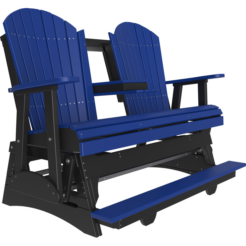 Banc d'extérieur coulissant en polywood, Bleu et noir