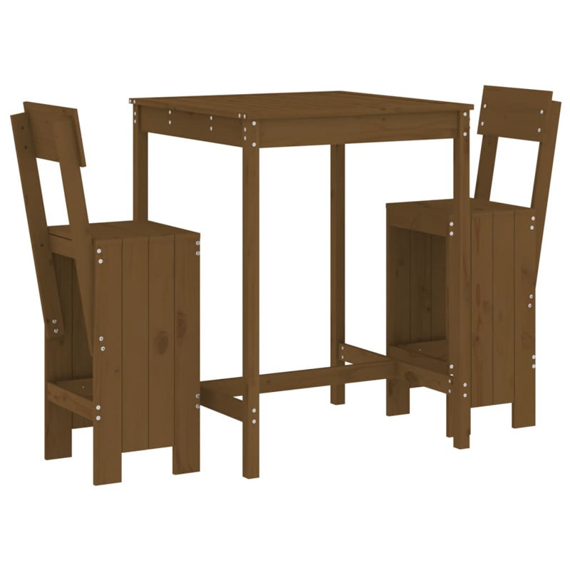 Netrapal 17 Stories Bar Set with Wood Frame and Solid Wood Outer Material, Honey Brown
