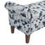 Wallen Traditional Rolled Arm Storage Bench Ottoman With Pewter Nailhead Trim In Black Floral With Dark Brown Solid Wood Legs