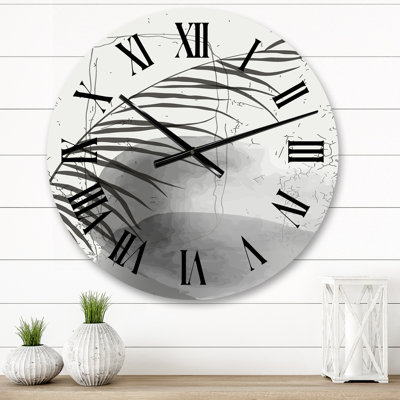 Foliage with Monochrome Shapes VII Wall Clock