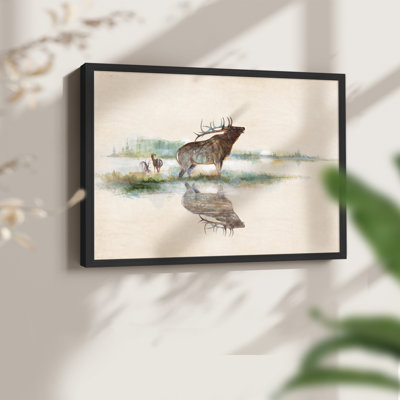 Misty Elk -Framed Print - Restickable