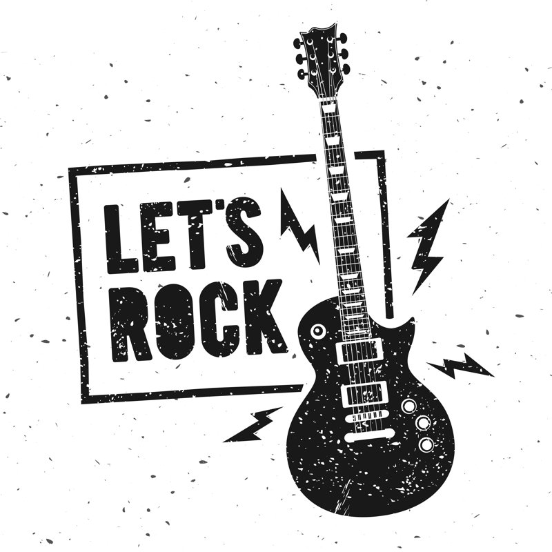 «Lets Rock Music», impression sur toile tendue, H 12 po x l 12 po