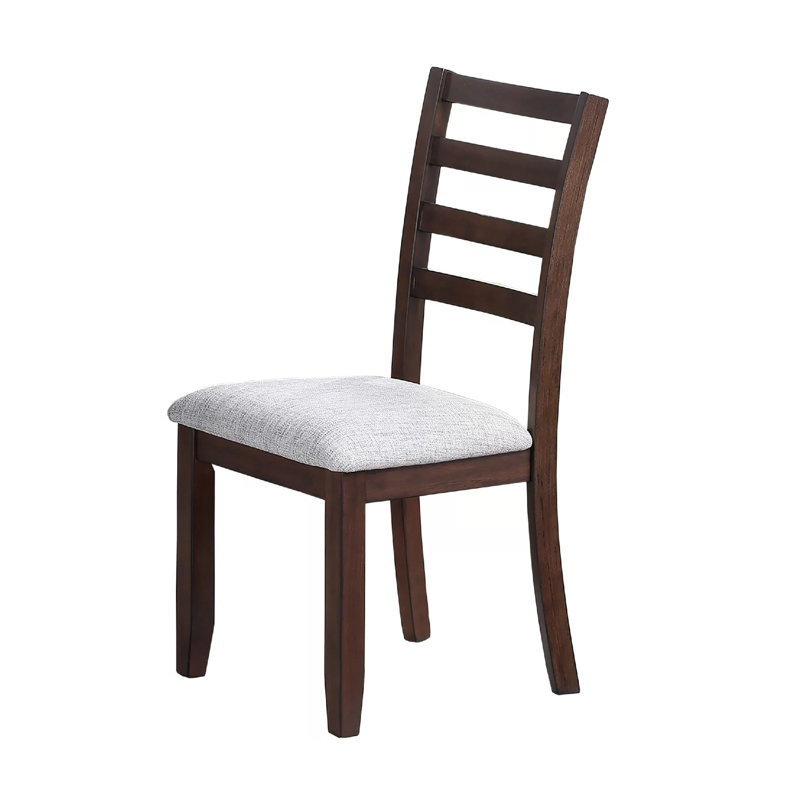 Chaise Rosanna, assise en mousse et tissu blanc, bois d'hévéa brun noyer