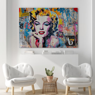 Marilyn Monroe Street Graffiti Portrait, chambre à coucher colorée, impression sur toile encadrée