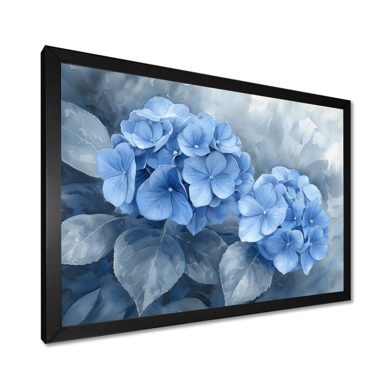 «Hydrangeas In Greyscale Garden II - Hydrangea», reproduction sur toile encadrée, Reproduction encadrée d'une seule photo